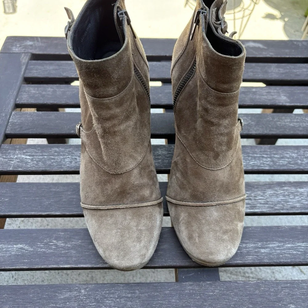 J. Crew Women's Greer Brown Leather Wedge Ankle Booties # 49152 Size ~10-10.5*